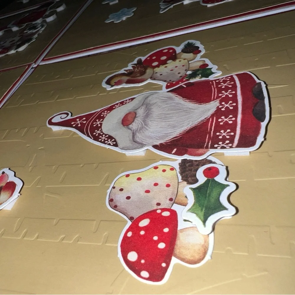 Festive Gnome Holiday Card Set of 6 With Envelopes Square 5.5” x 5.5”